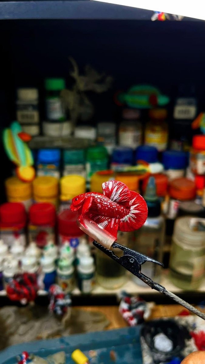 Betta Fish Flare Stick | Hand-Painted 3D Printed Betta Exercise Toy | Aquarium Enrichment for Betta Fish Care & Health