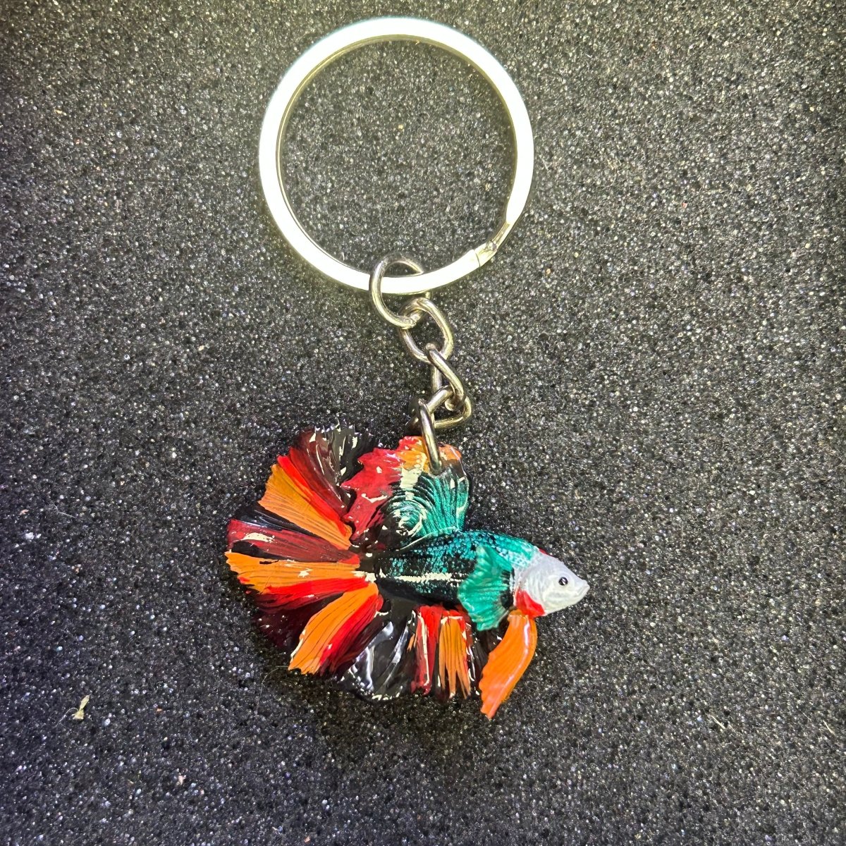 Betta Fish Keychain — Multicolor Halfmoon Resin Charm