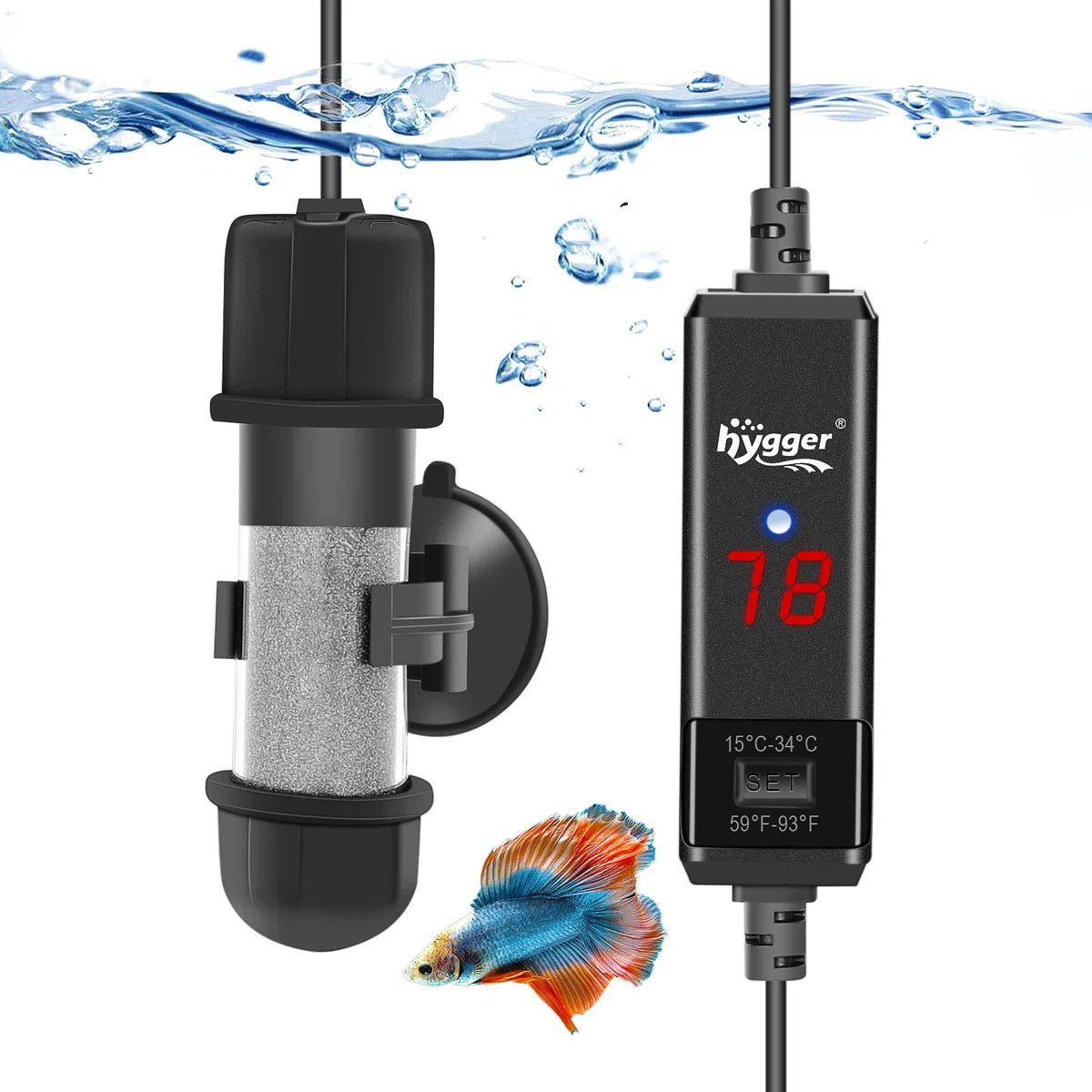 Hygger Mini Pro Aquarium Heater 10W | Submersible Nano Tank Heater with LED Display Aquarium Heater 10W 10W
